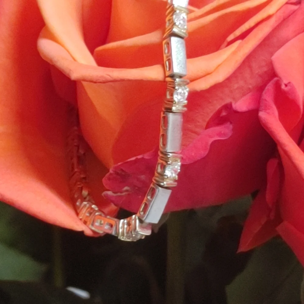 CI 925 Brushed Silver with Gold & Crystals Braclet